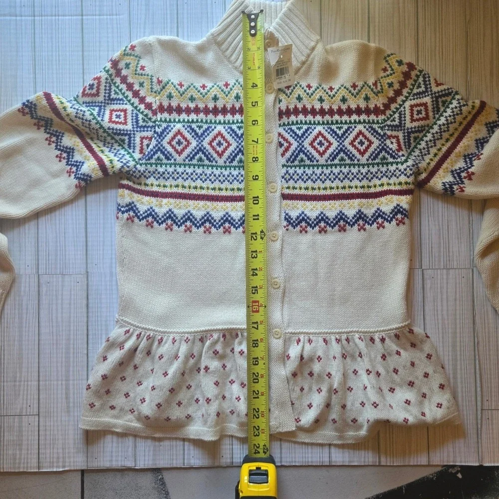 Polo Ralph Lauren Girls‎ Cardigan Sweater XL(16) Fair Isle Button Front NWT